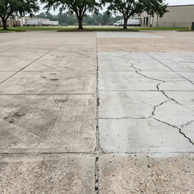 Well-designed commercial concrete slab in Lafayette and Baton Rouge showing proper joint spacing to reduce long-term cracking