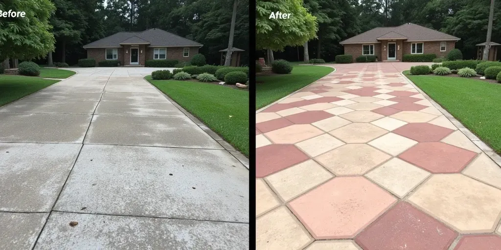 Before and after concrete driveway makeover mid-city baton rouge