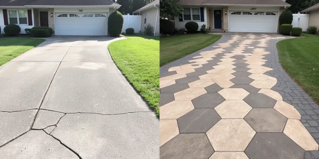 Concrete driveway before and after sheerwood forest baton rouge