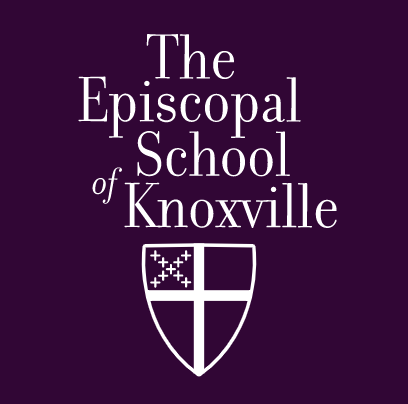 The Episcopal School of Knoxville logo on a purple background: text and a shield.