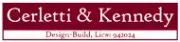 Logo for Cerletti & Kennedy Design-Build, featuring company name in white text on a maroon background with license number.
