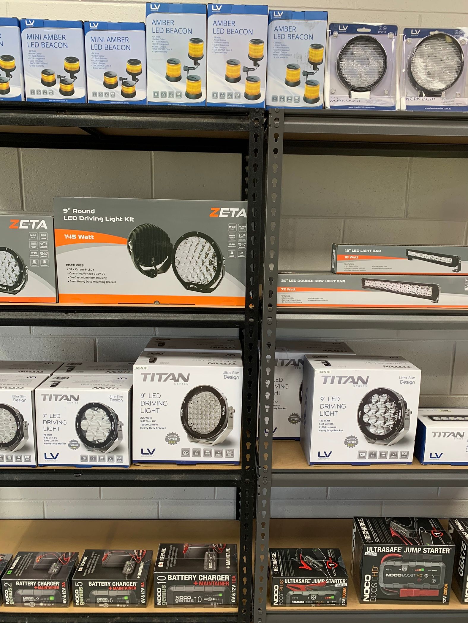 Auto Electrical Accessories on a Display Shelf — Innisfail Auto Electrics Pty Ltd in Mundoo, QLD