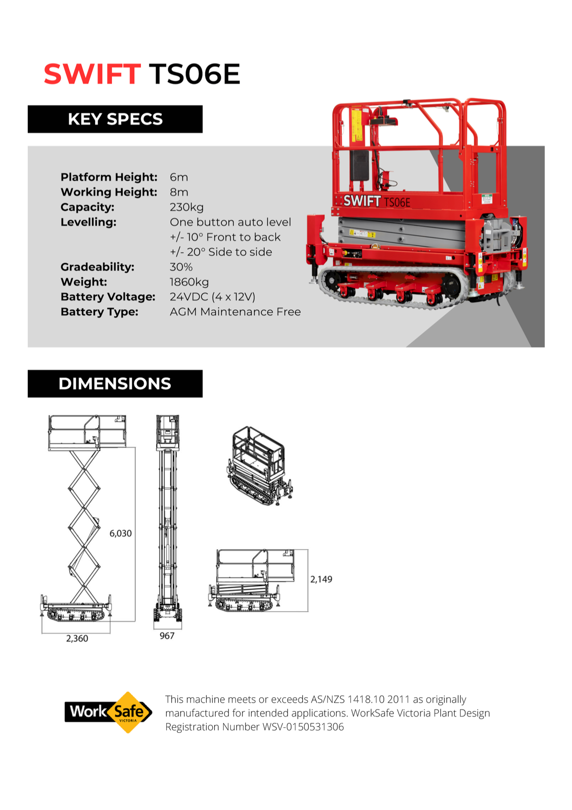A Drawing of a Scissor Lift Shows the Dimensions — Innisfail Auto Electrics Pty Ltd in Mundoo, QLD