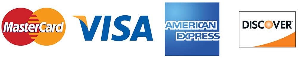 a MasterCard, Visa, and American Express logo