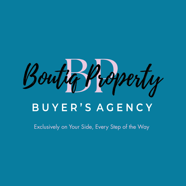Logo for Boutiq Property, a buyer's agency, with teal background and stylized text.
