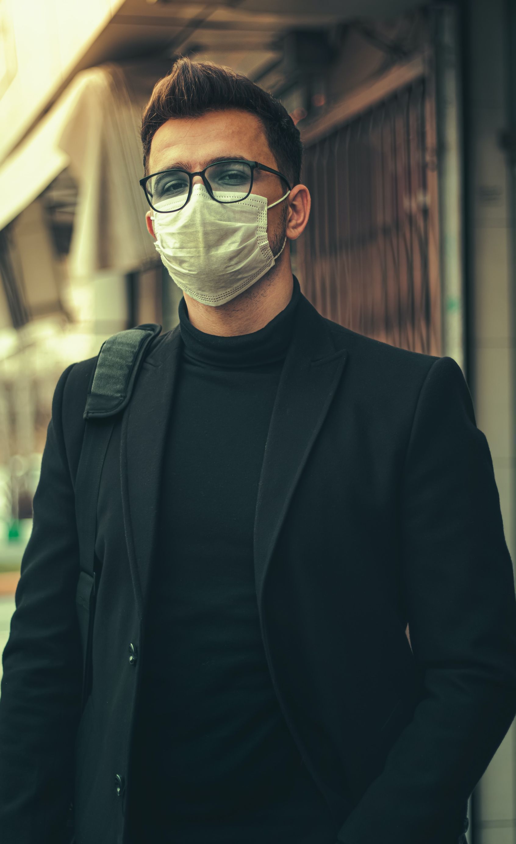 man wearing mask and glasses