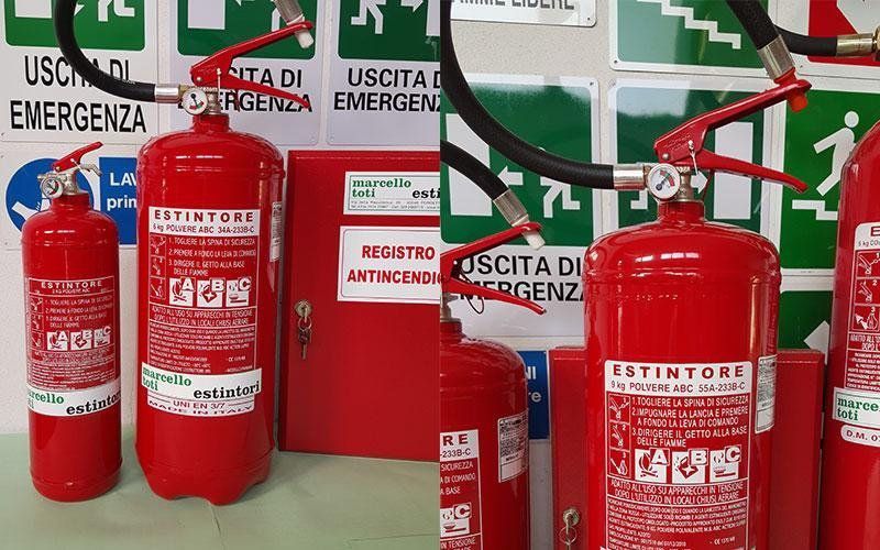 Estintori di vario tipo