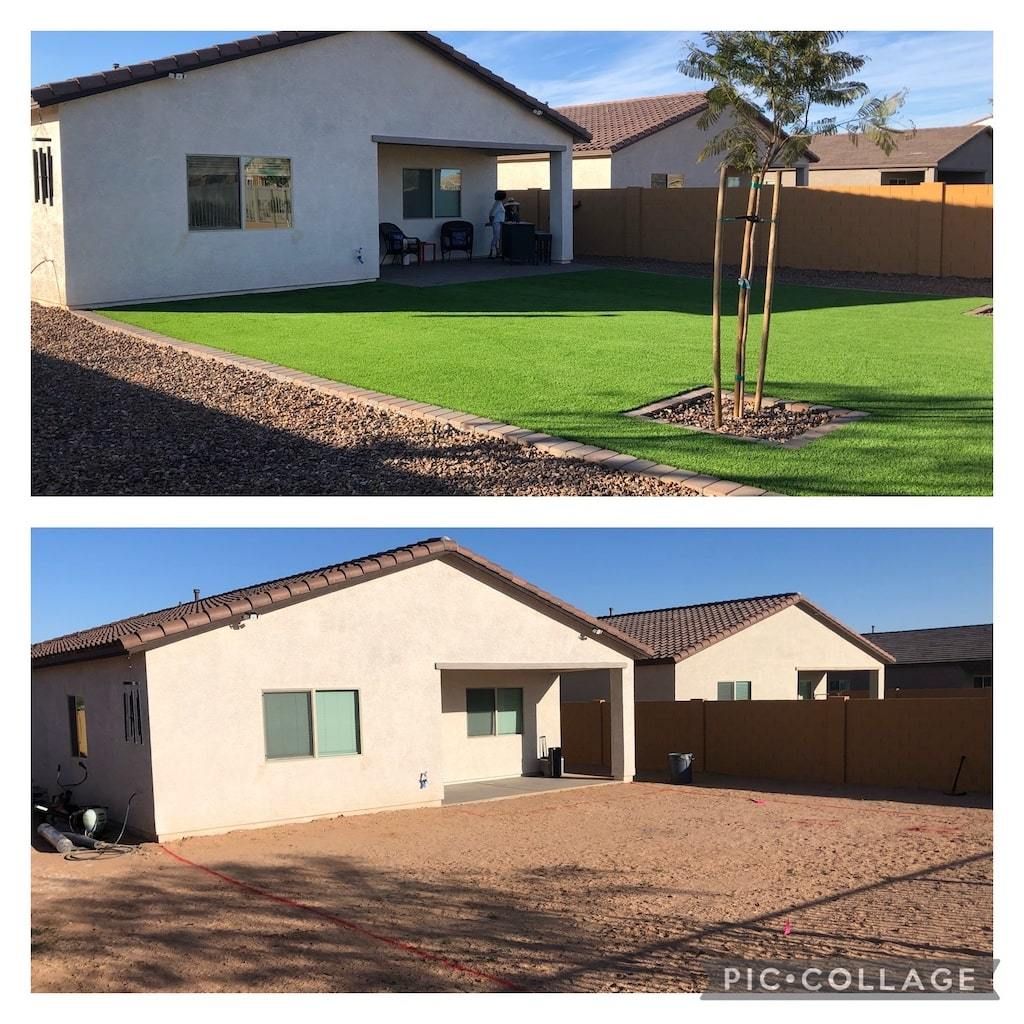 A picture of a house before and after being remodeled