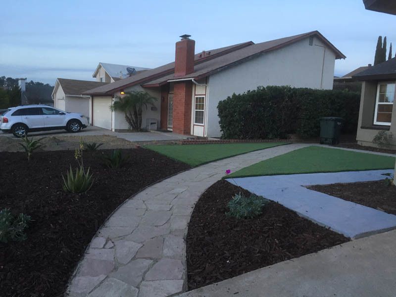 A white suv is parked in front of a house