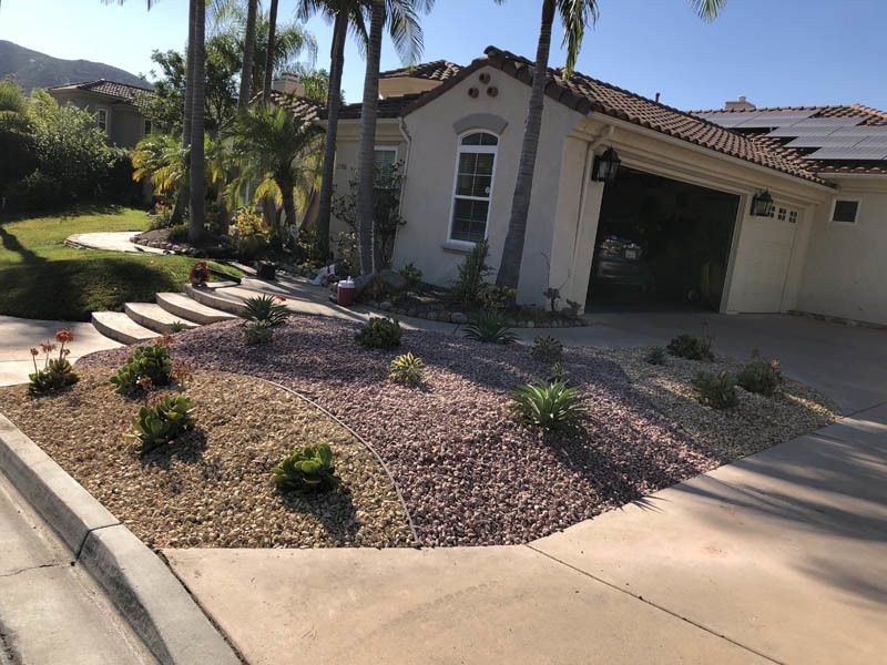 A white house with palm trees in front of it