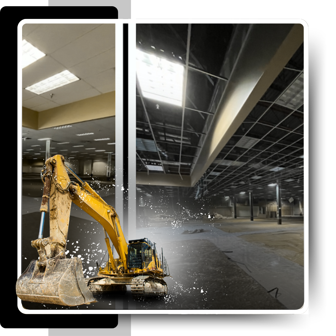 A demolished commercial building.