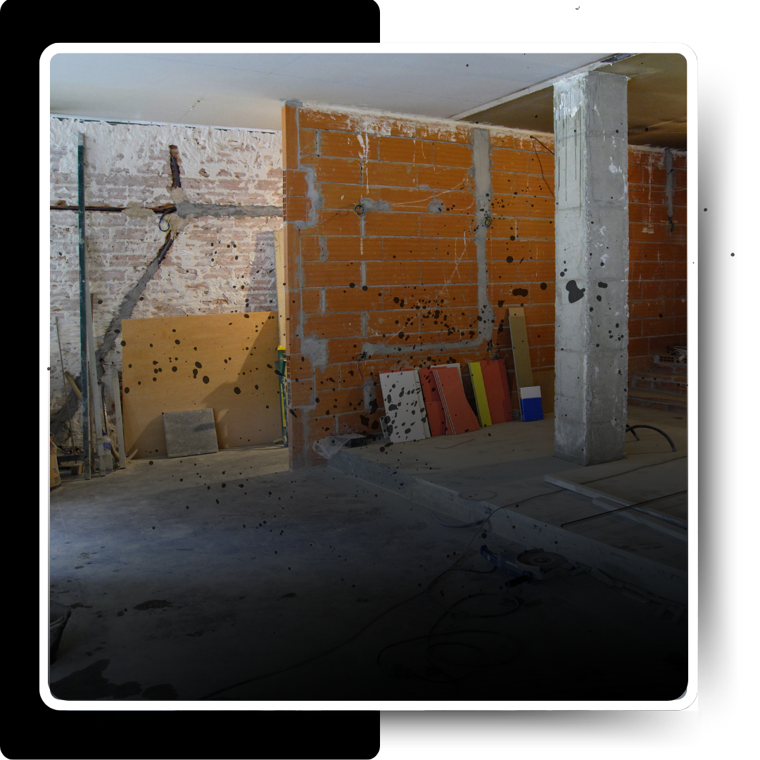 A demolished garage