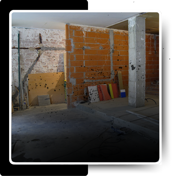 A demolished garage