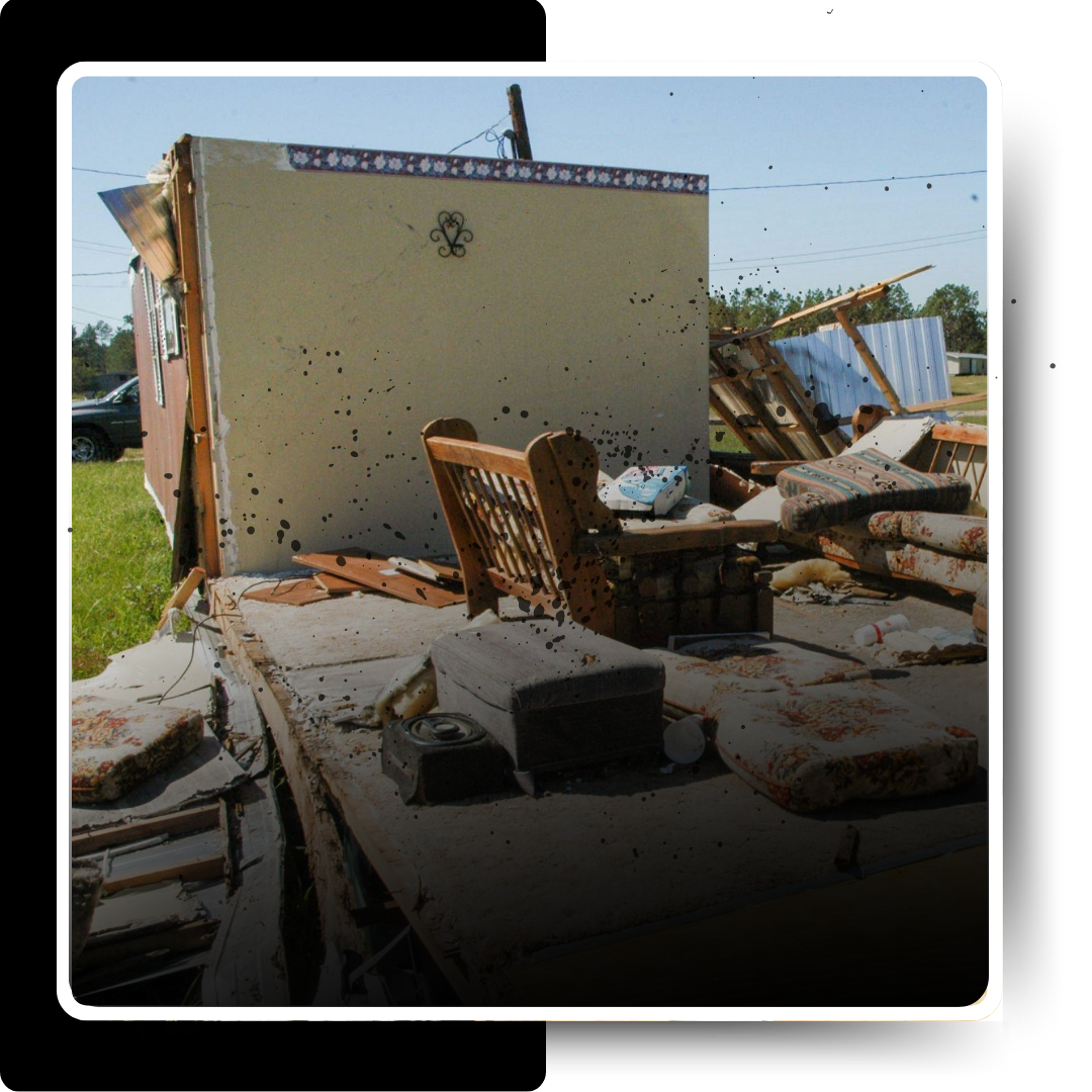A demolished mobile house