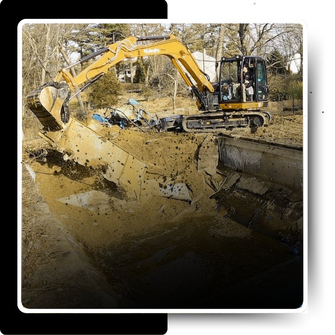 A demolished swimming pool