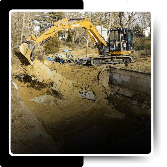 A demolished swimming pool