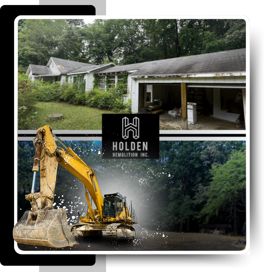An excavator in front of an image.