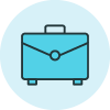 Blue briefcase icon.