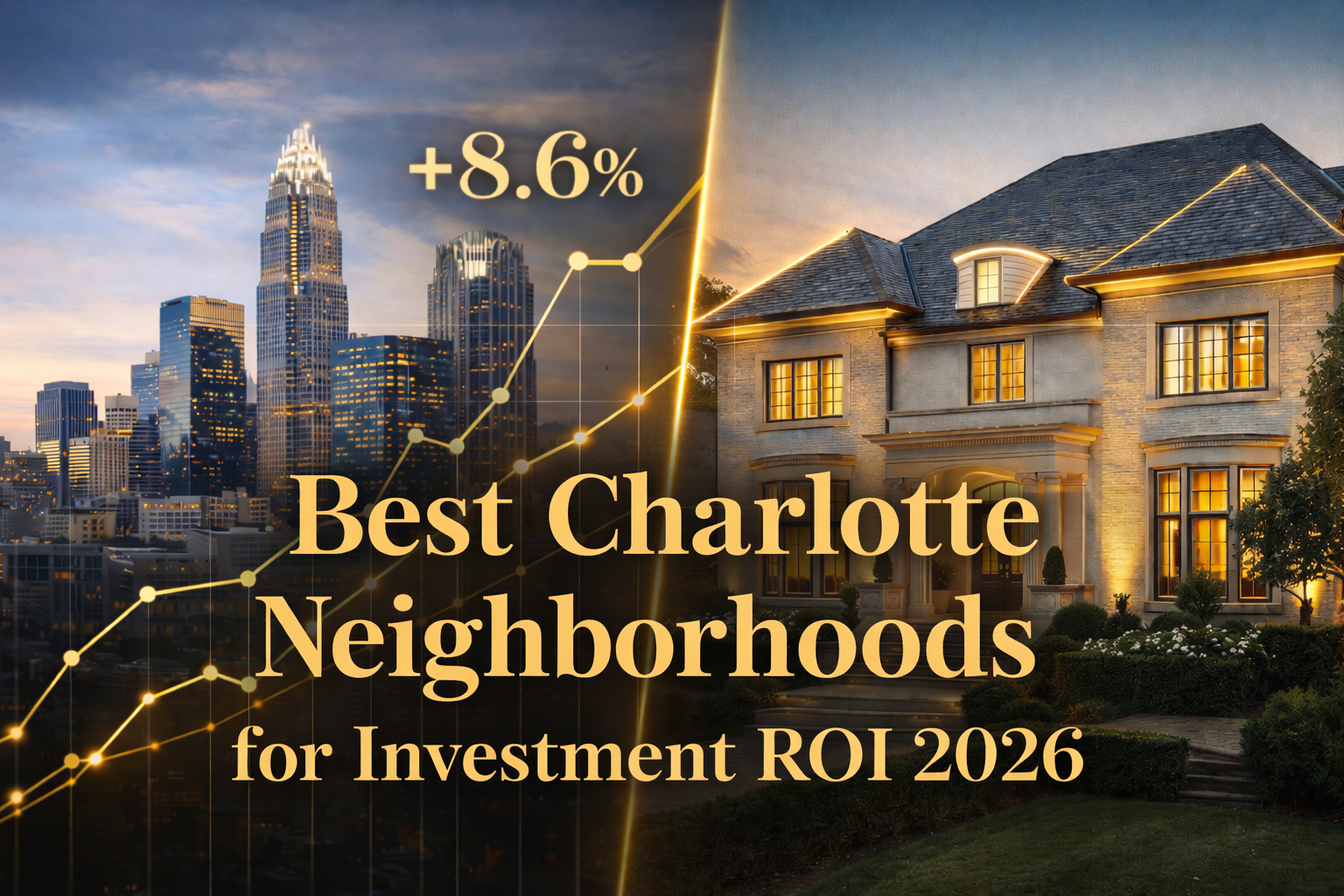 Best Charlotte neighborhoods for real estate investment ROI 2026 showing Myers Park, Eastover, South