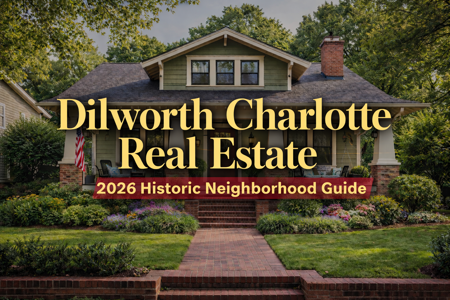Historic Craftsman bungalow with wide front porch in Dilworth Neighborhood of Charlotte NC