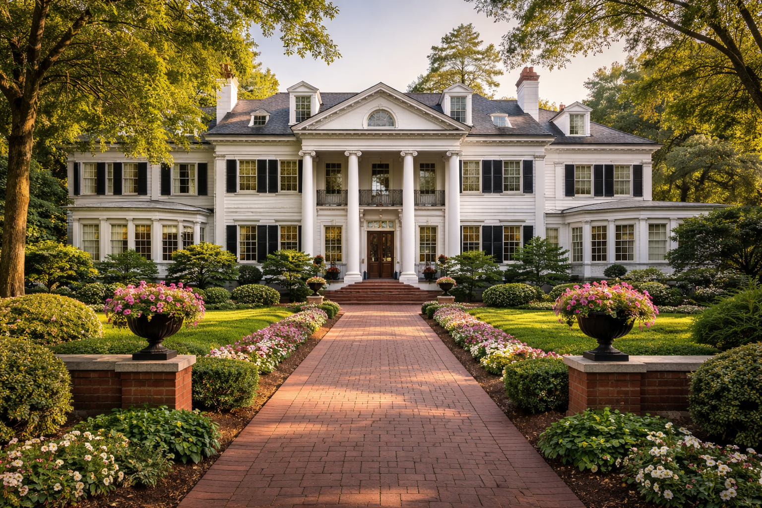 The historic Duke Mansion in Myers Park, a prime example of the neighborhood's significant Colonial Revival architecture.