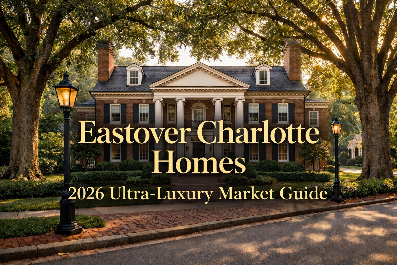 Eastover Charlotte luxury home with Georgian architecture and tree-lined street
