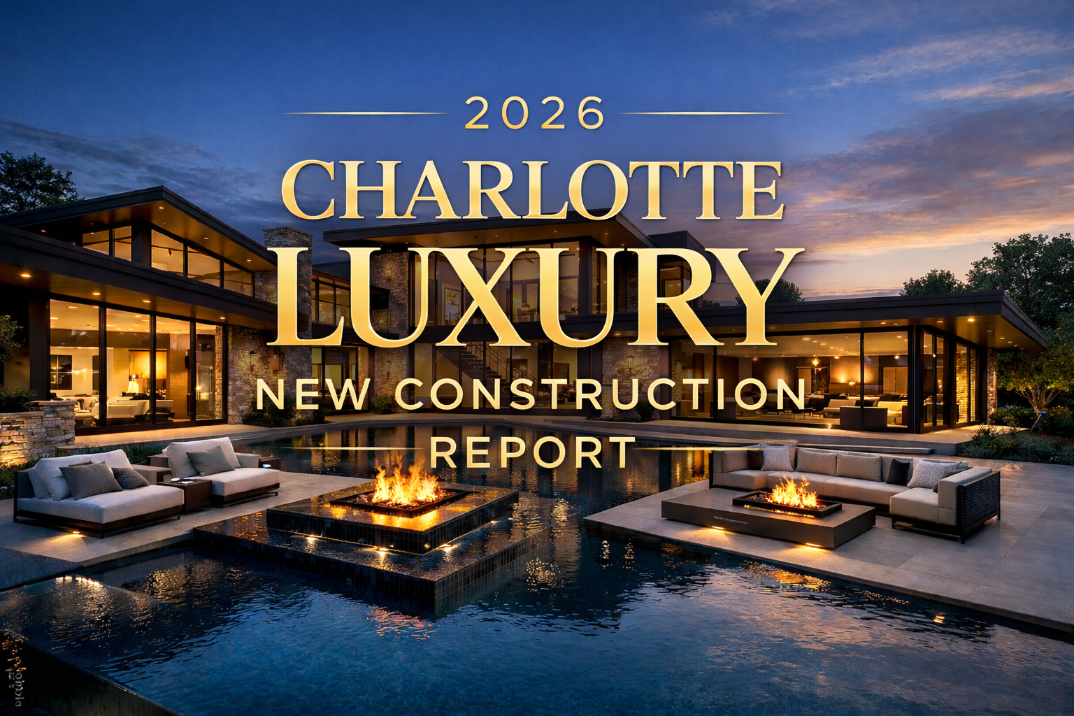 Modern luxury custom estate in Charlotte NC, featuring clean architectural lines, expansive glass