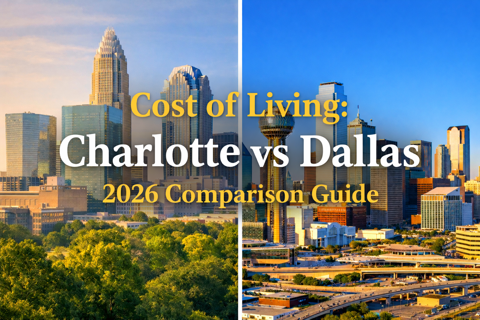 Charlotte North Carolina skyline compared to Dallas Texas skyline