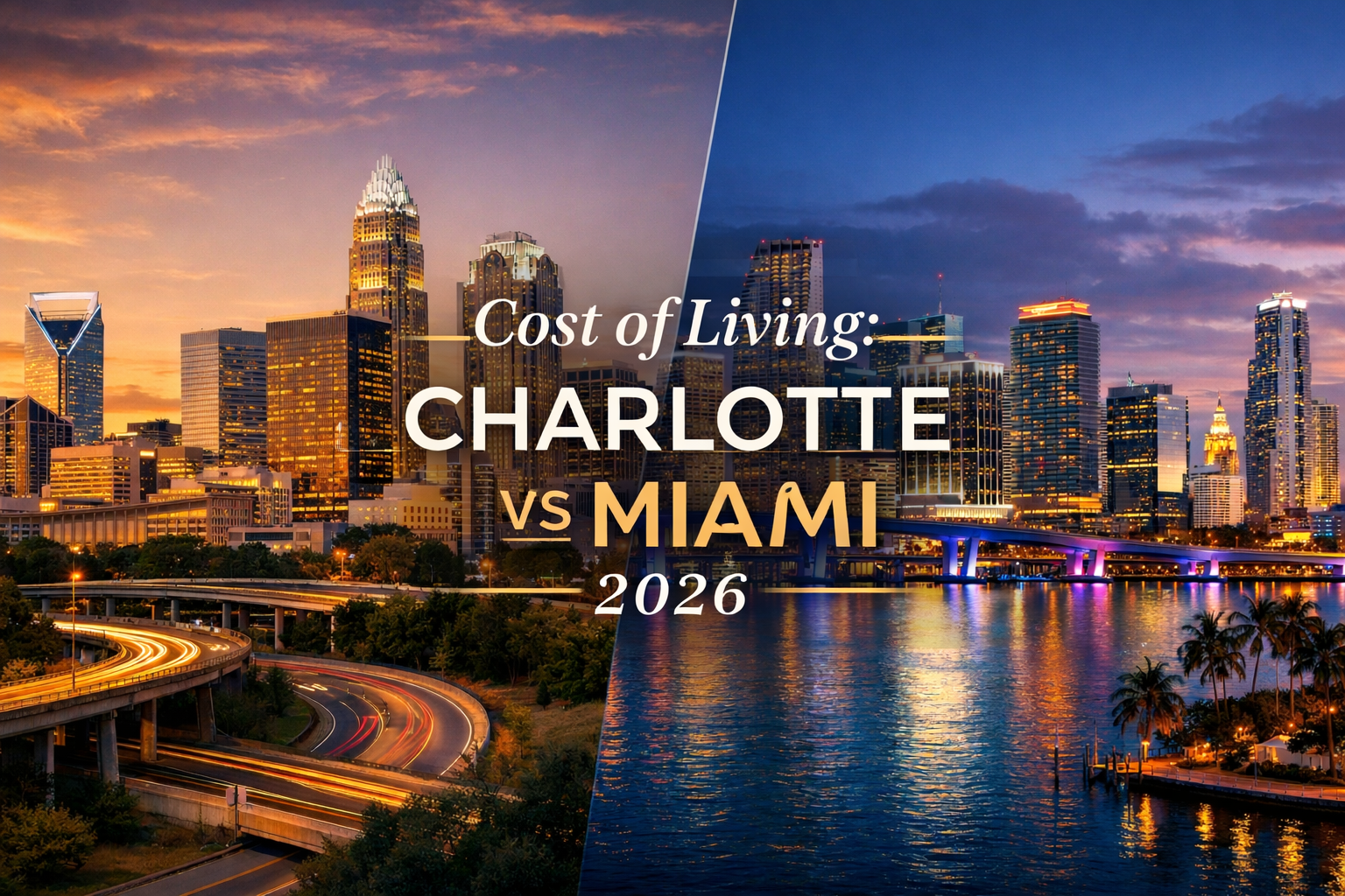 Charlotte vs Miami cost of living comparison chart showing housing prices and tax differences