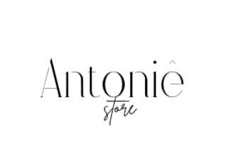 Un logotipo en blanco y negro para la tienda Antonia sobre un fondo blanco.