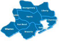 A blue map showing the county of montgomery