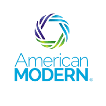 A logo for american modern with a blue and green circle