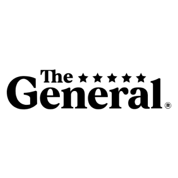 A black and white logo for the general is on a white background.