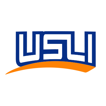 A blue and orange logo for usli on a white background