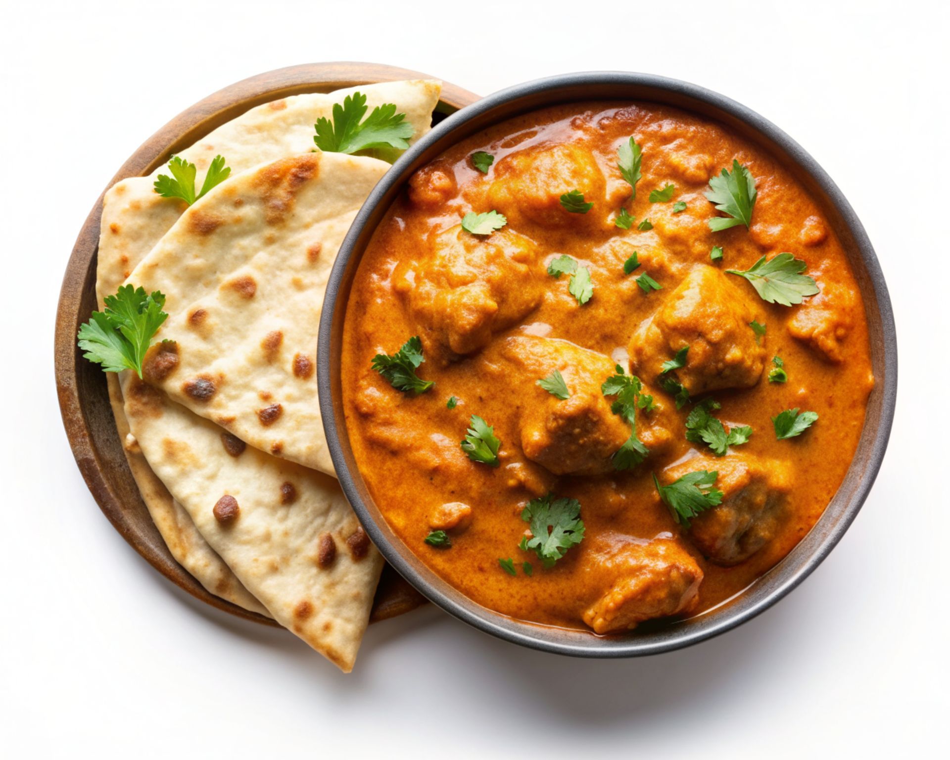 Bowl Of Butter Chicken With Naan Bread