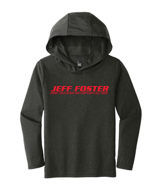 A black hoodie with the name jeff foster on it