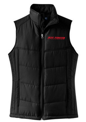 A black vest with the word jet power embroidered on it
