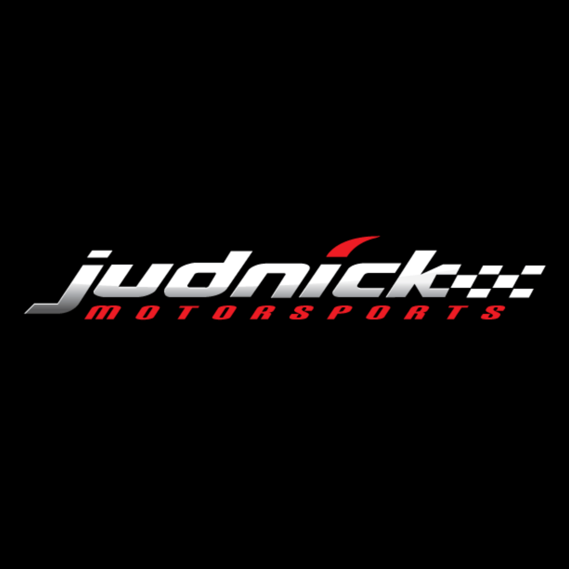 The logo for judnick motorsports is on a black background