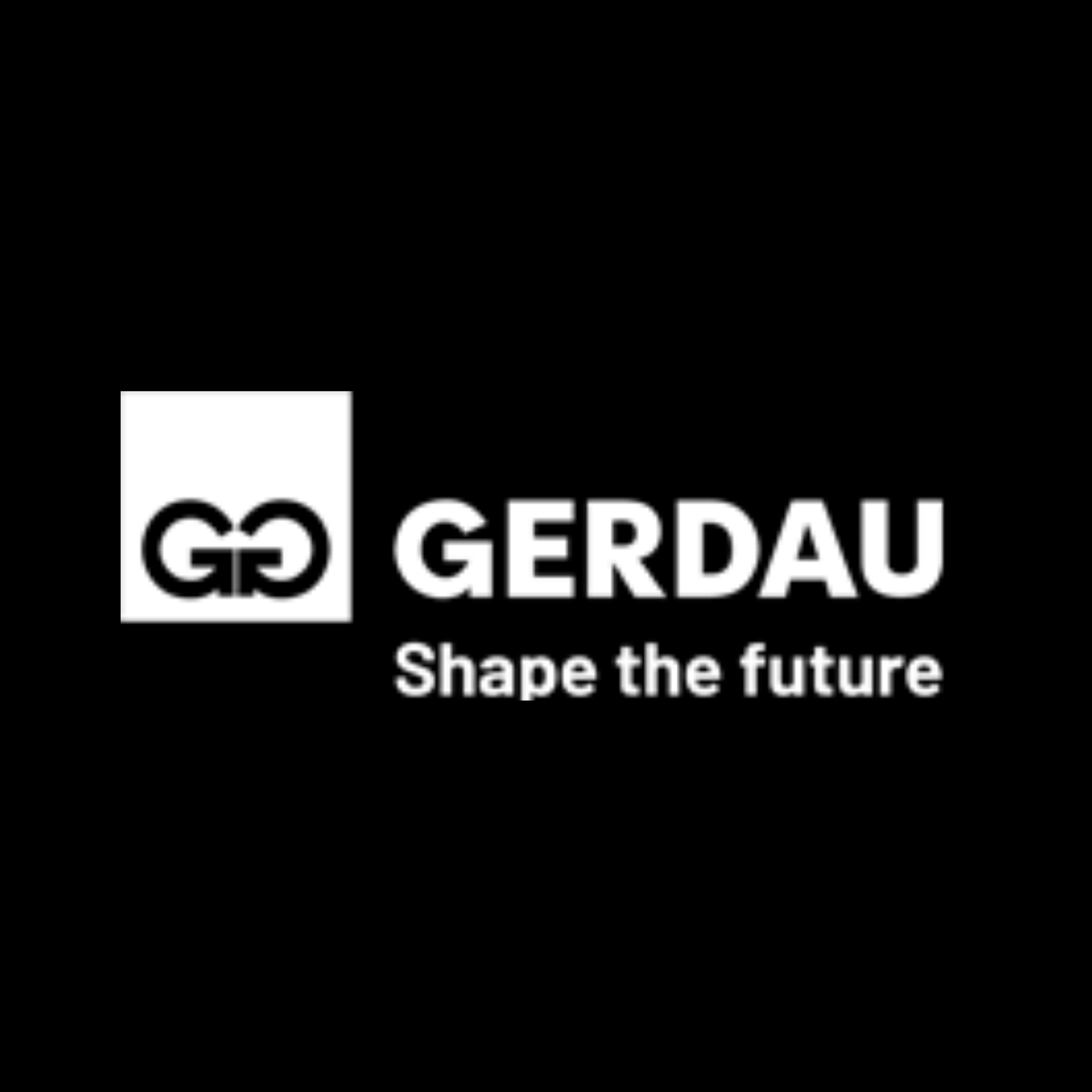 A black and white logo for a company called gerdau