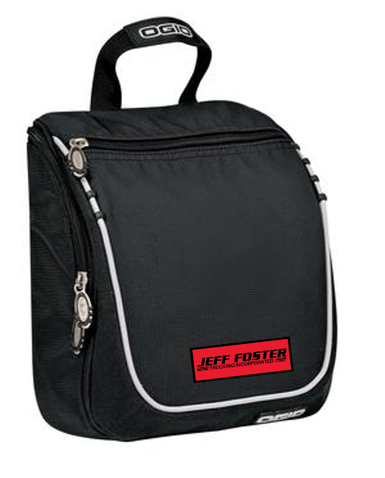A black bag that says jeff foster on it