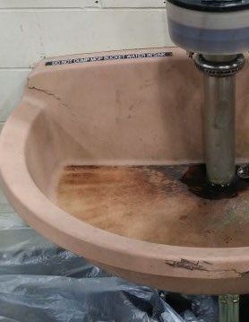 Before Fiberglass Sink Refinish — N. Charleston, SC — Surface Specialists