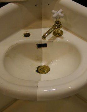 Before & After Porcelain Sink Refinish — N. Charleston, SC — Surface Specialists