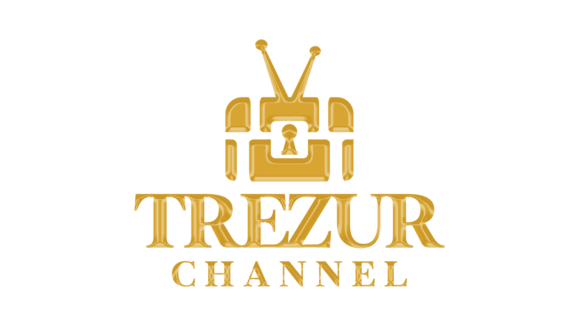 The trezur channel logo is a briefcase with a tv on top of it.