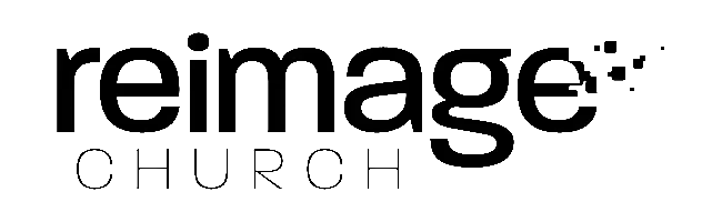 Logo for Reimage Church. Black text on white background with a dot-like design on the right.