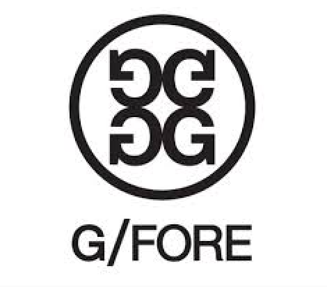 Black logo for G/FORE golf apparel. The logo contains four stylized
