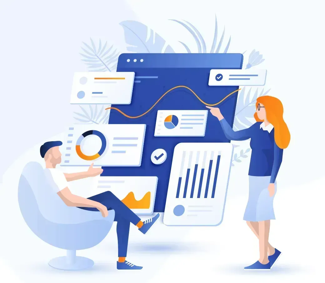 A person is pointing at a computer screen with a graph on it