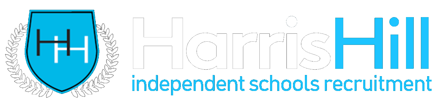 Logo of Harris Hill Independent Schools Recruitment. Teal shield with 