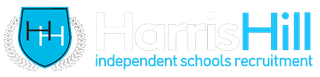 Logo of Harris Hill Independent Schools Recruitment. Teal shield with 