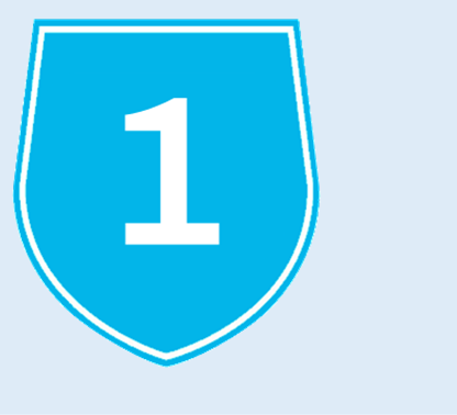 Blue shield with white