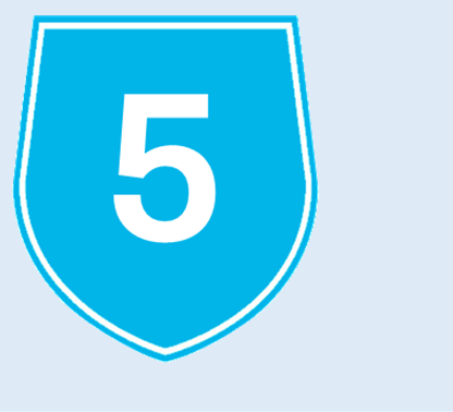 Blue shield road sign with white